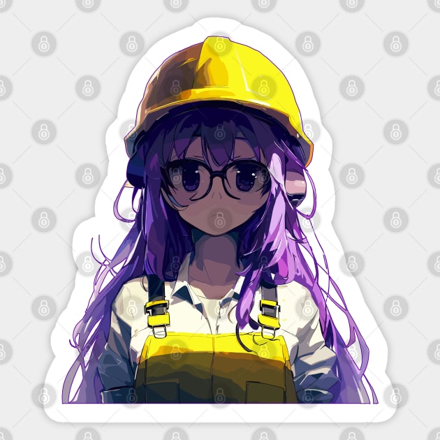 Anime Girl worker in construction helmet, hard hat Sticker by TomFrontierArt